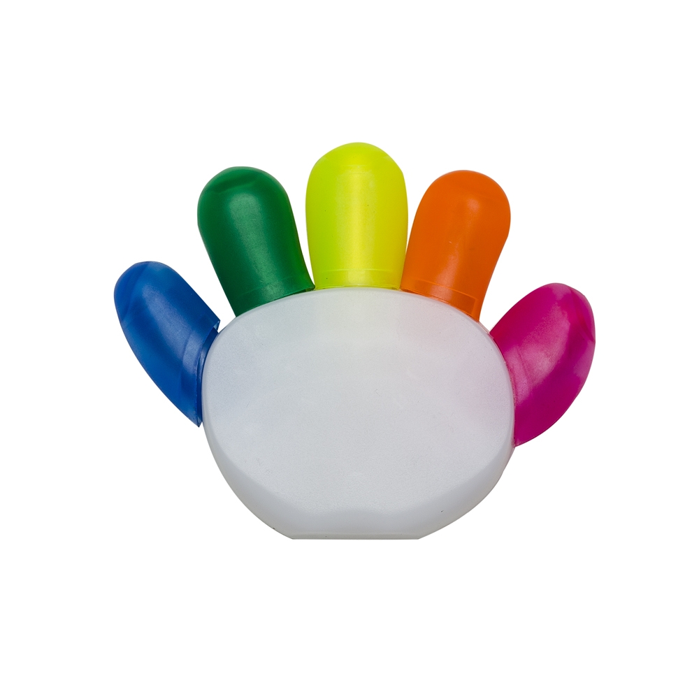 MARCA TEXTO BRANCO FORMATO MAO C/ 5 CORES personalizado