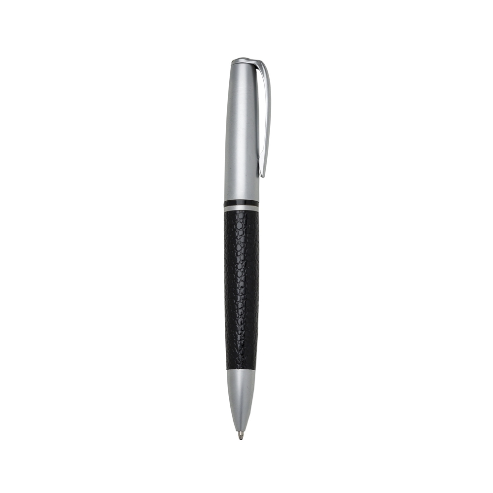 CANETA METAL FOSCO C/ COURO personalizado