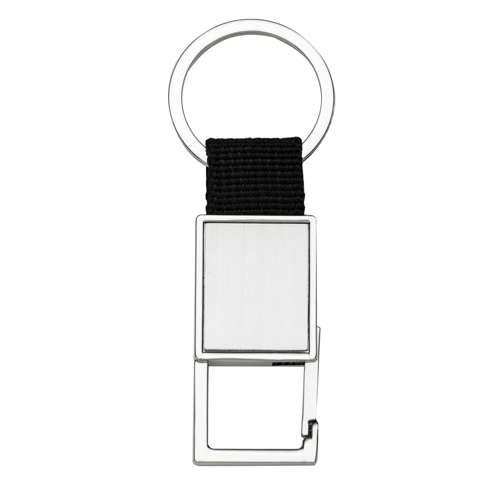 CHAVEIRO METAL RETANGULAR C/ NYLON PRETO personalizado