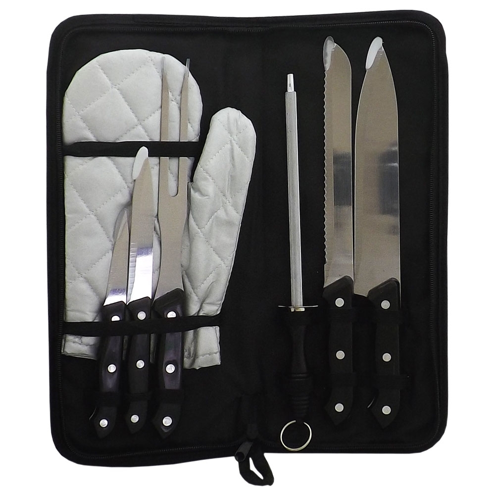 KIT CHURRASCO C/ 7 PEÇAS CABO PRETO personalizado