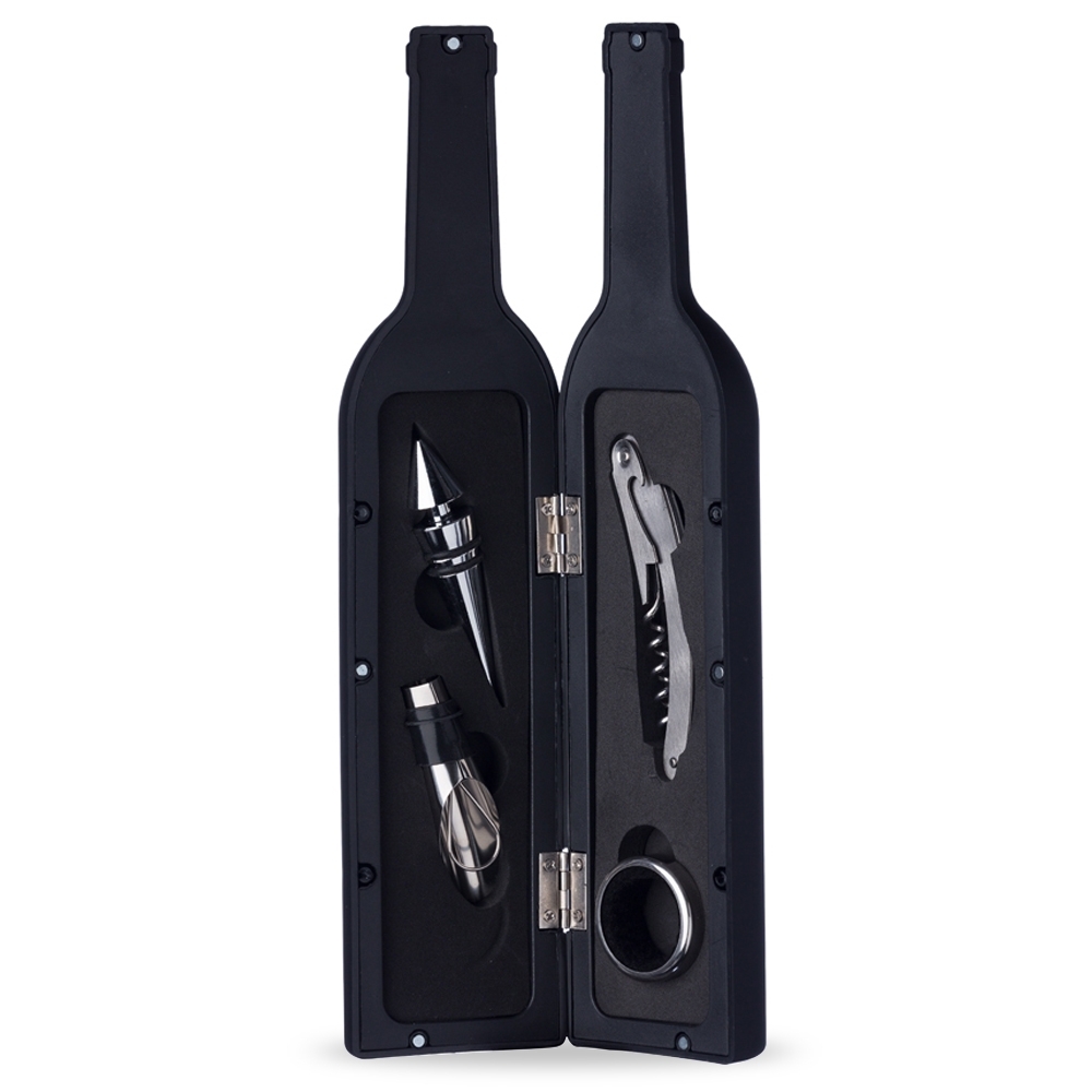 KIT VINHO PLÁSTICO RESISTENTE 4 PEÇAS  FORMATO GARRAFA personalizado