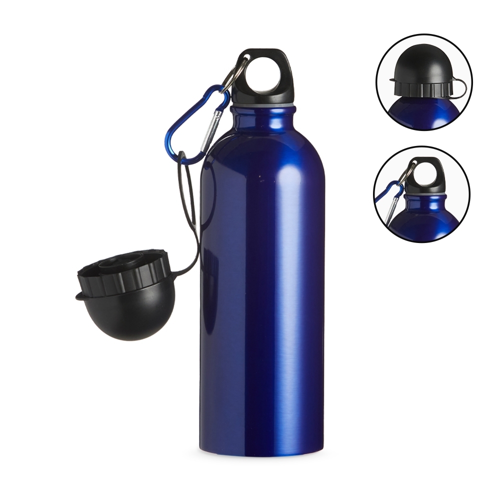 SQUEEZE INOX 500ML C/ BICO E MOSQUETÃO-AZU personalizado