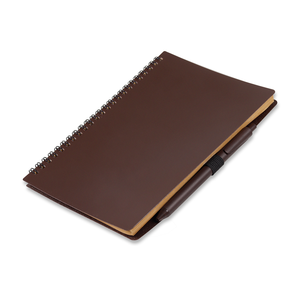 Caderno A5 Capa PP com Caneta - Cafe personalizado