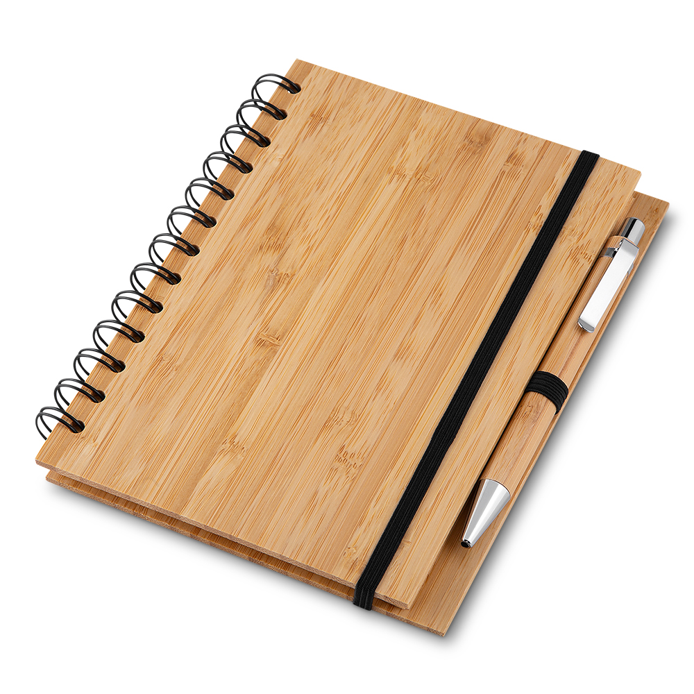Caderno B6 Capa em Bambu com caneta (18x13cm) - Bambu personalizado
