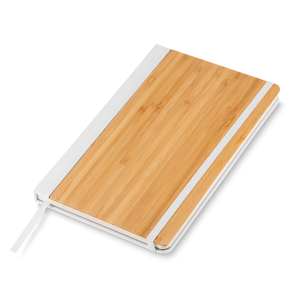 Caderno A5 Capa em Bambu e PU - Branco personalizado