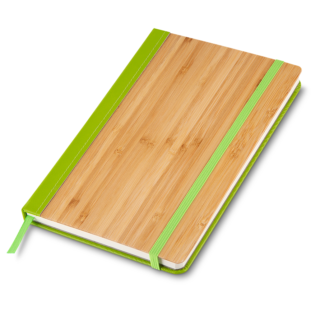 Caderno A5 Capa em Bambu e PU - Verde personalizado