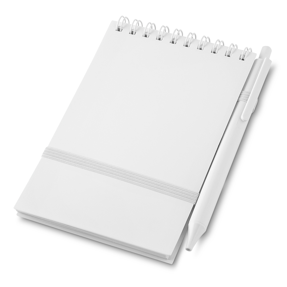 Mini Caderno A6 Capa em PP com caneta - Branco personalizado