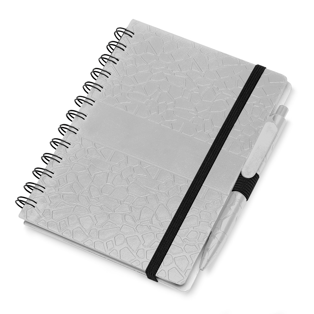 Caderno B6 Capa em ABS com Caneta - Cinza personalizado