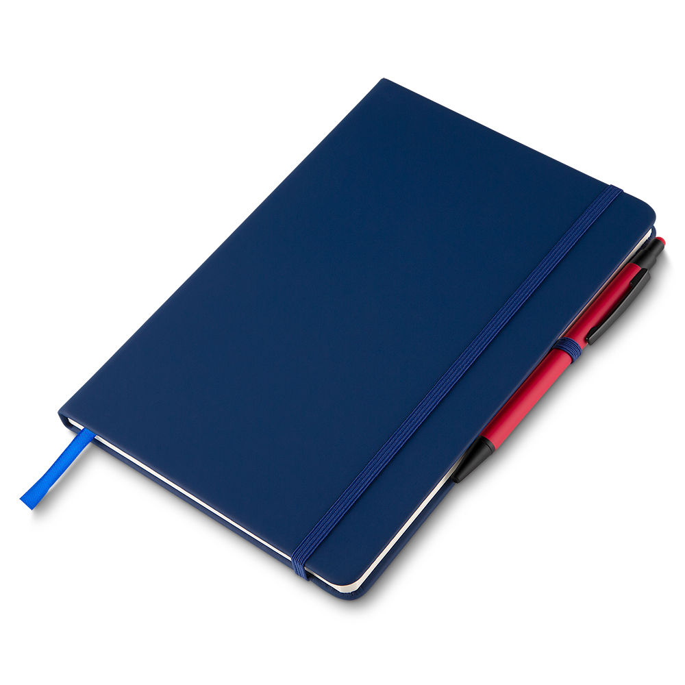 Caderno A5 Capa em PU (21x14,5) - Azul personalizado