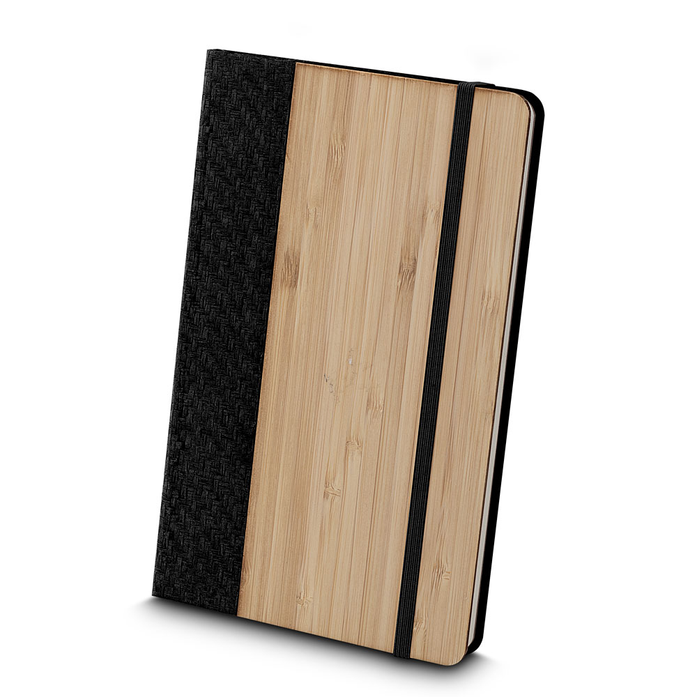 Caderno A5 Capa em Bambu - Preto personalizado