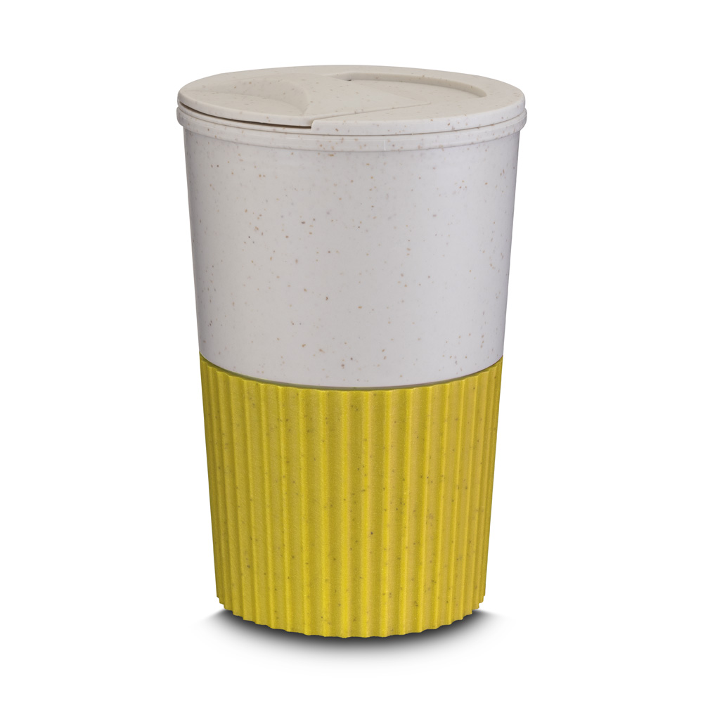 Copo Plástico em Fibra de Trigo - Amarelo, 400ml personalizado