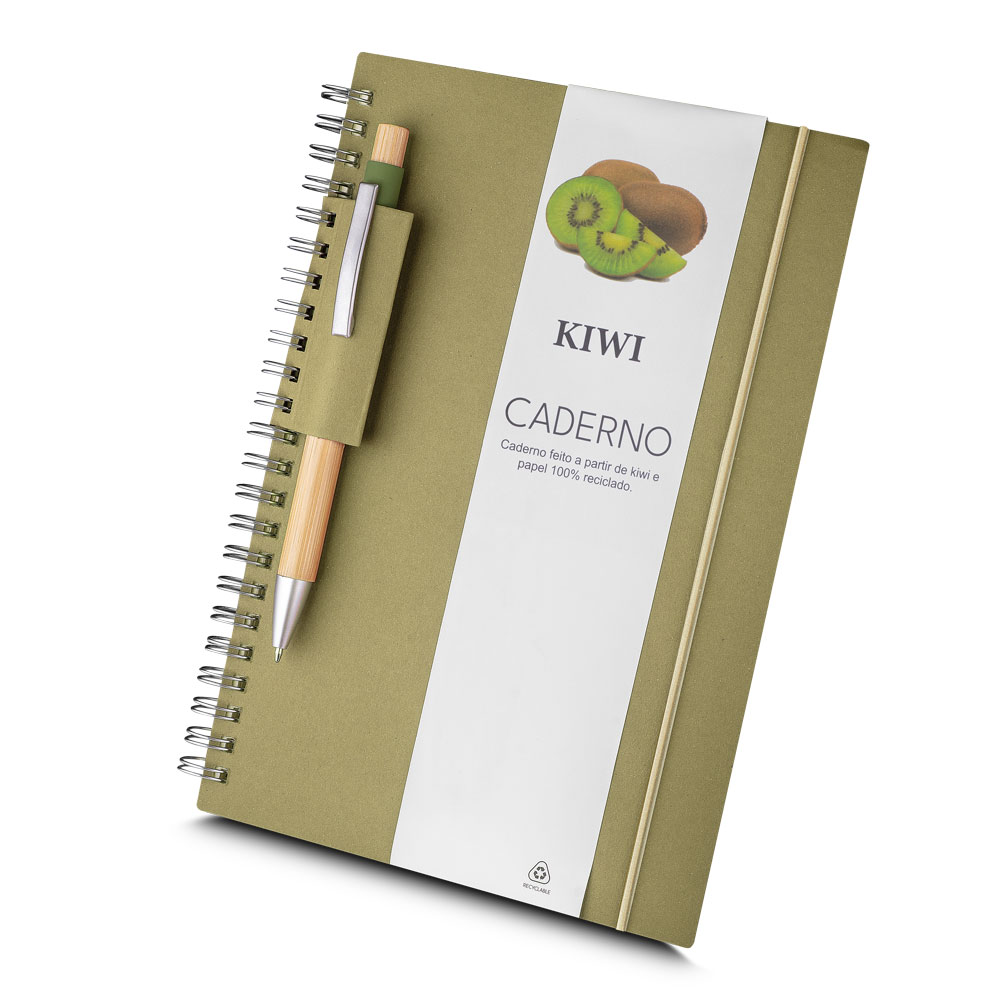 Caderno A5 Capa em Papel Reciclado - Kiwi personalizado