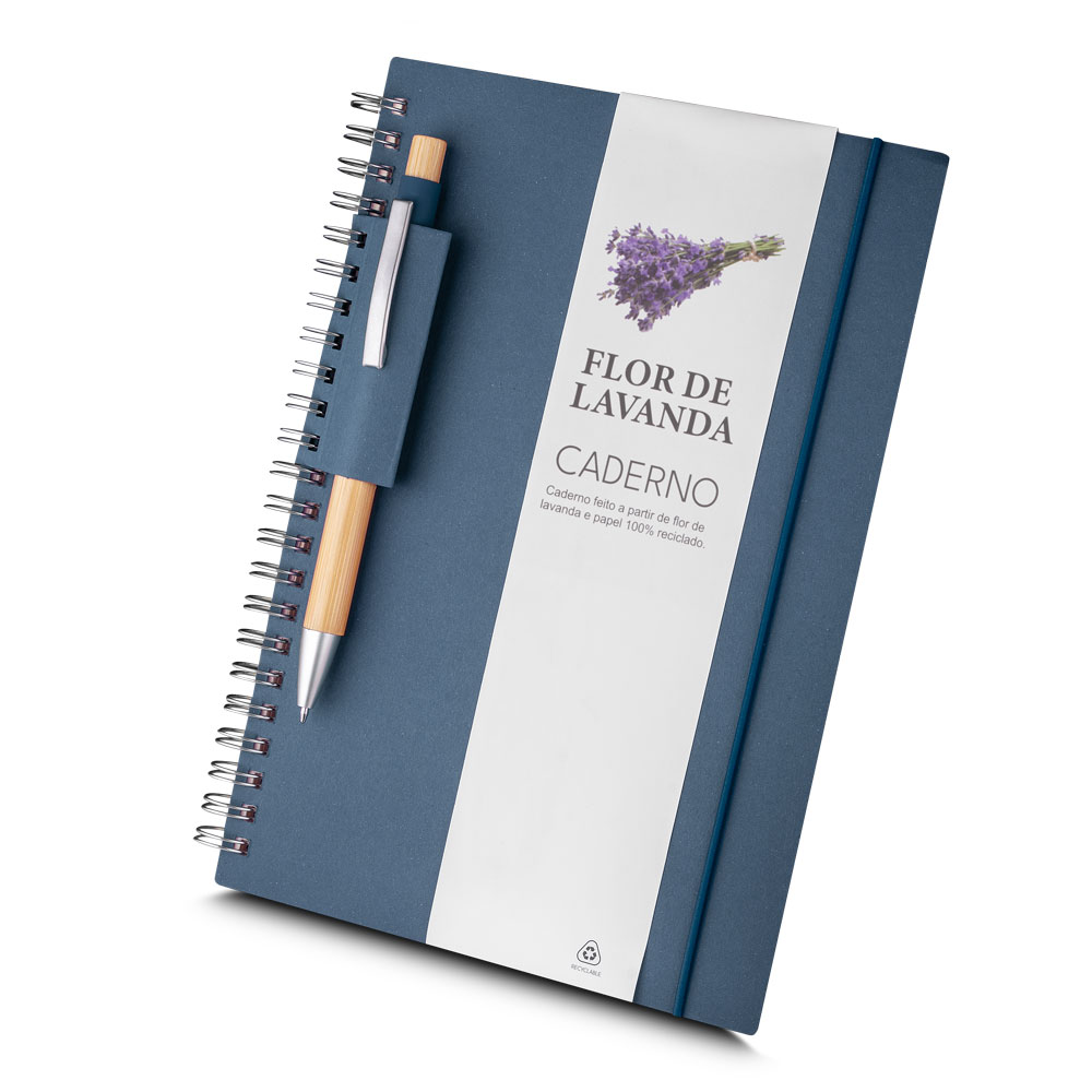 Caderno A5 Capa em Papel Reciclado - Lavanda personalizado