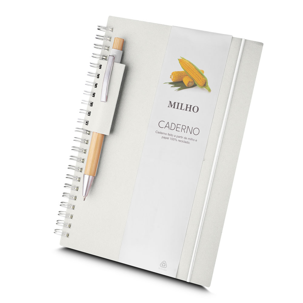 Caderno A5 Capa em Papel Reciclado - Milho personalizado
