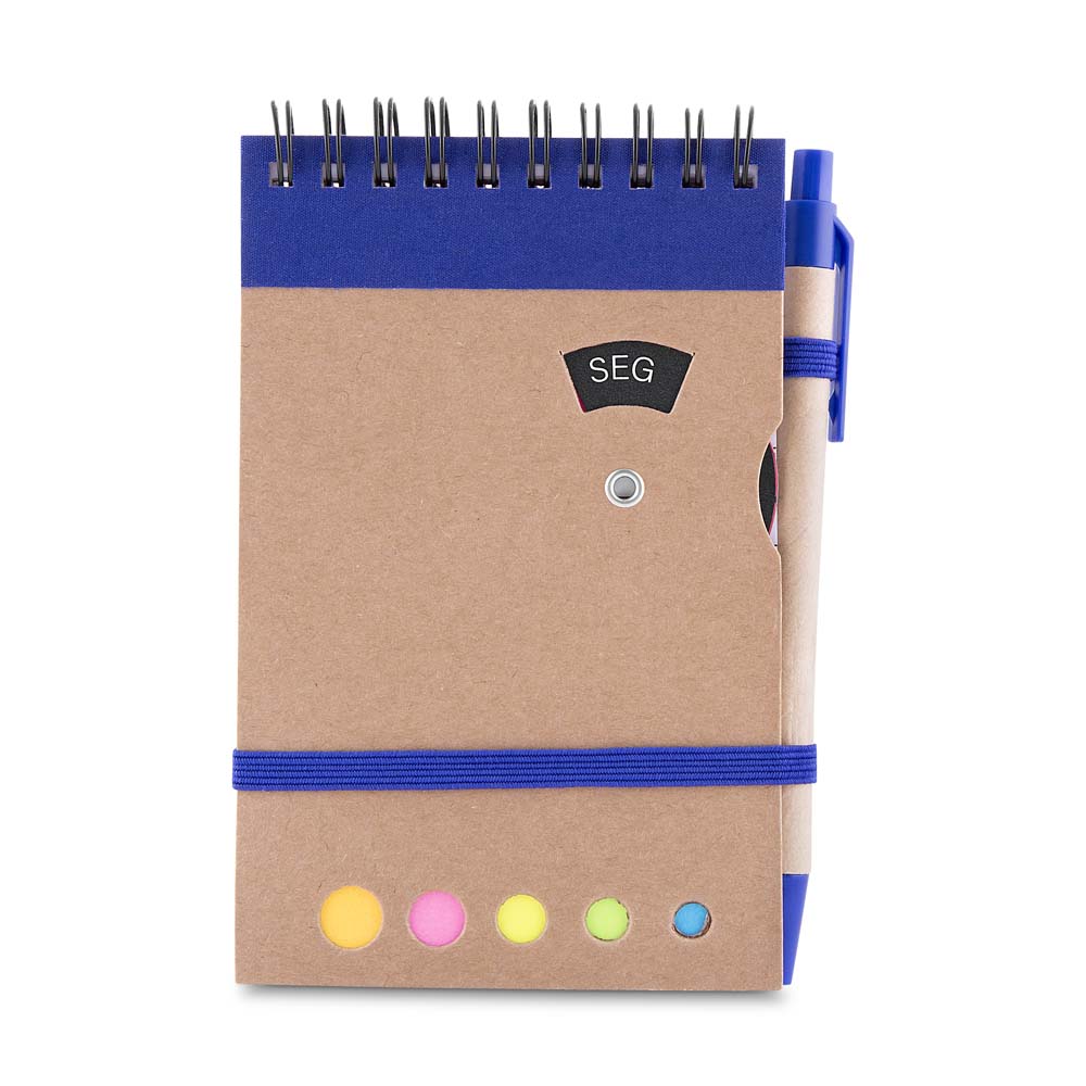 Mini caderno A6 com caneta - Azul personalizado