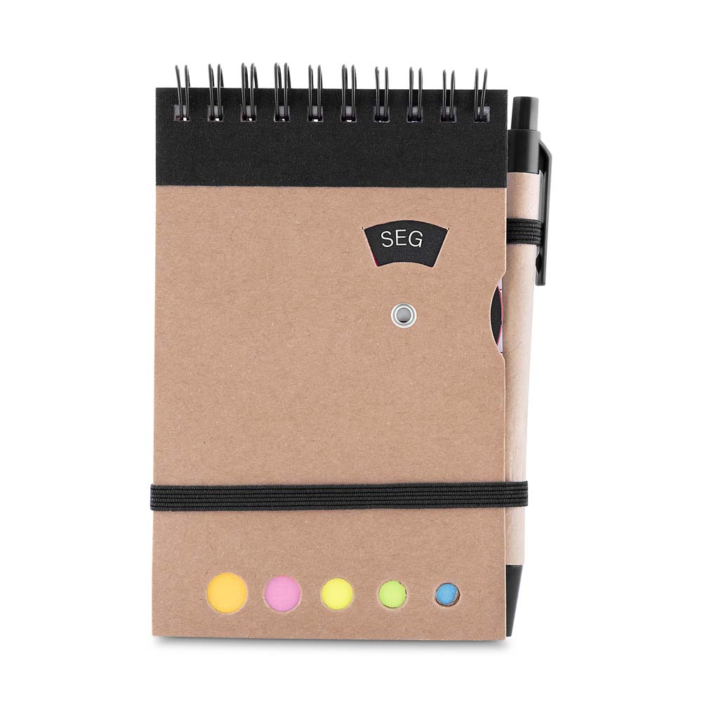 Mini caderno A6 com caneta - Preto personalizado
