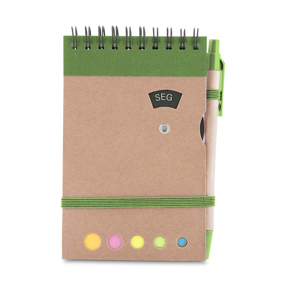 Mini caderno A6 com caneta - Verde personalizado