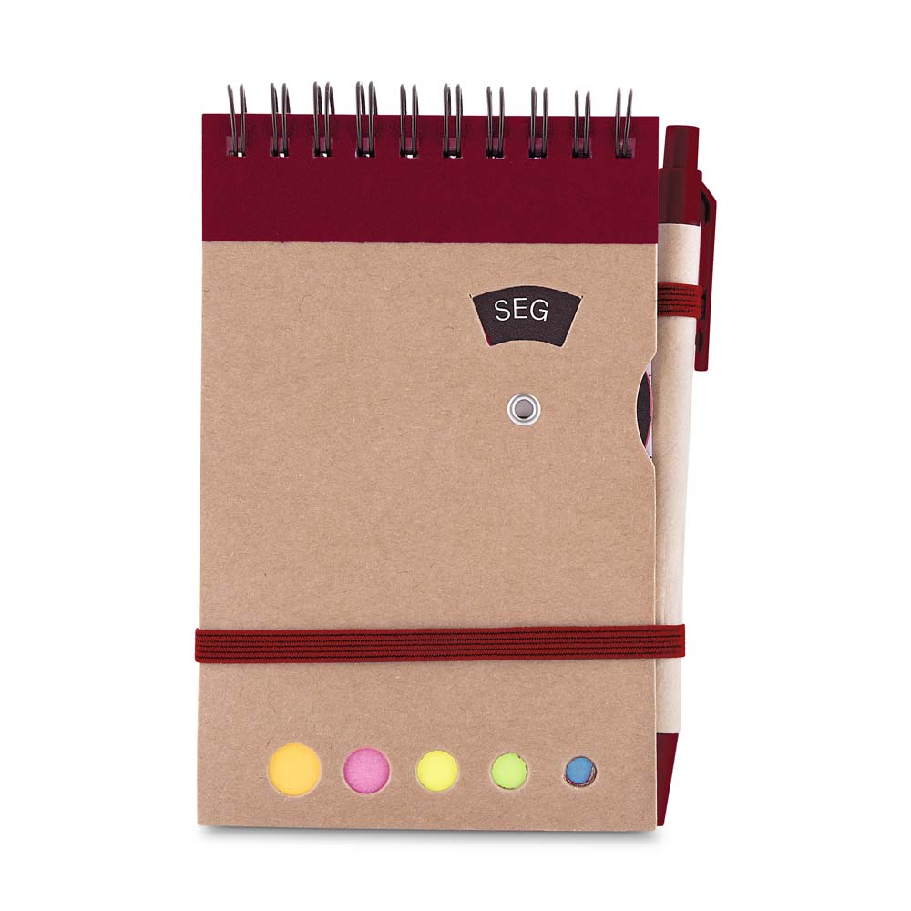 Mini caderno A6 com caneta - Vermelho personalizado