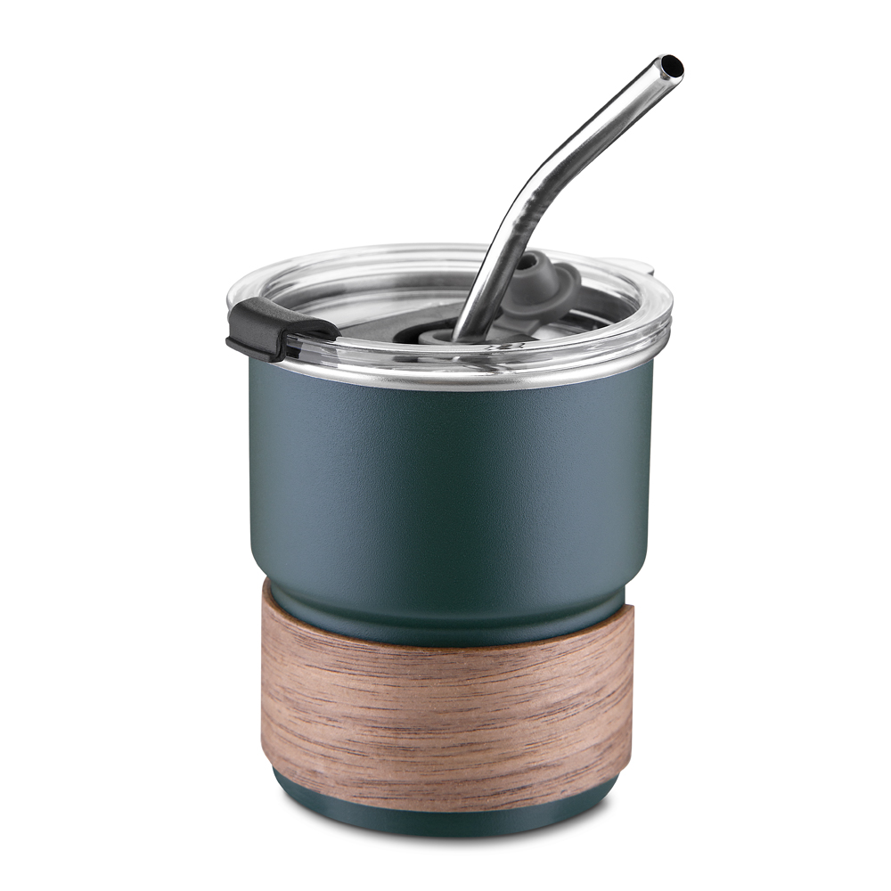 Copo em inox com canudo - Verde, 250ml personalizado