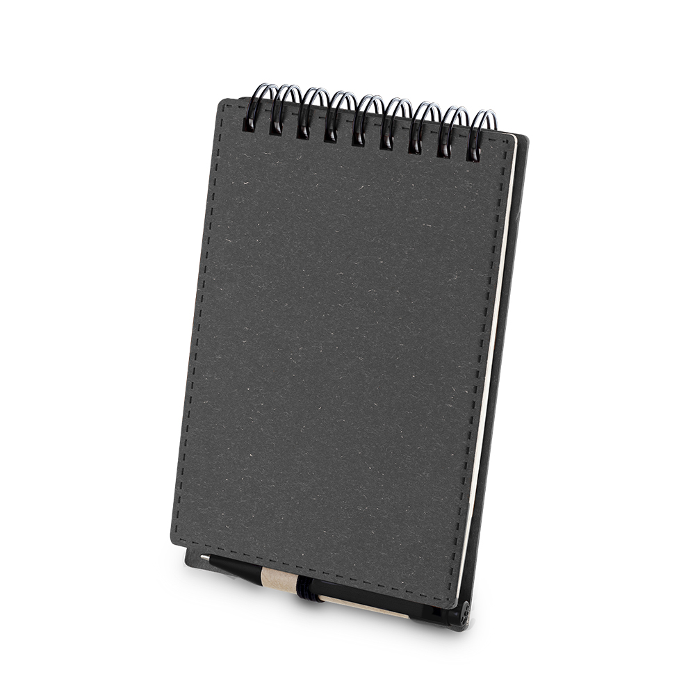 Mini Caderno A6 de anotações com caneta - Preto personalizado