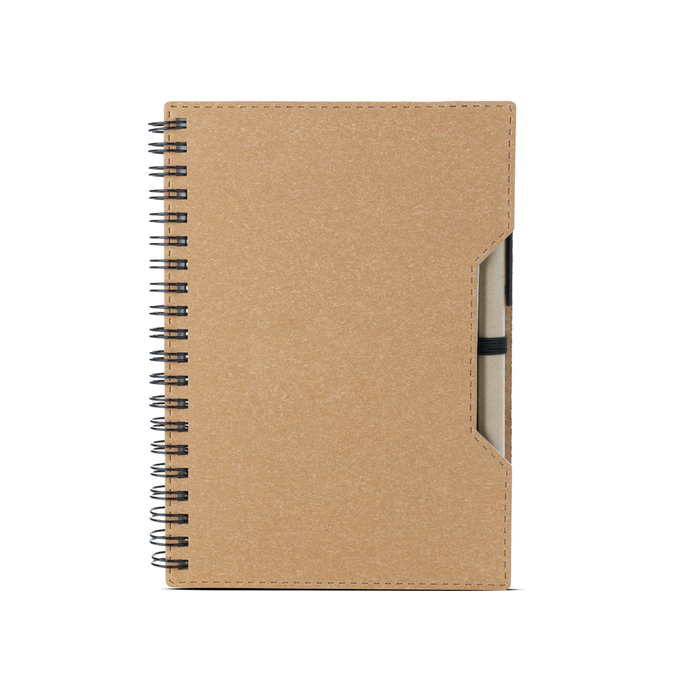 Caderno capa em papelão reciclado com caneta - Kraft personalizado
