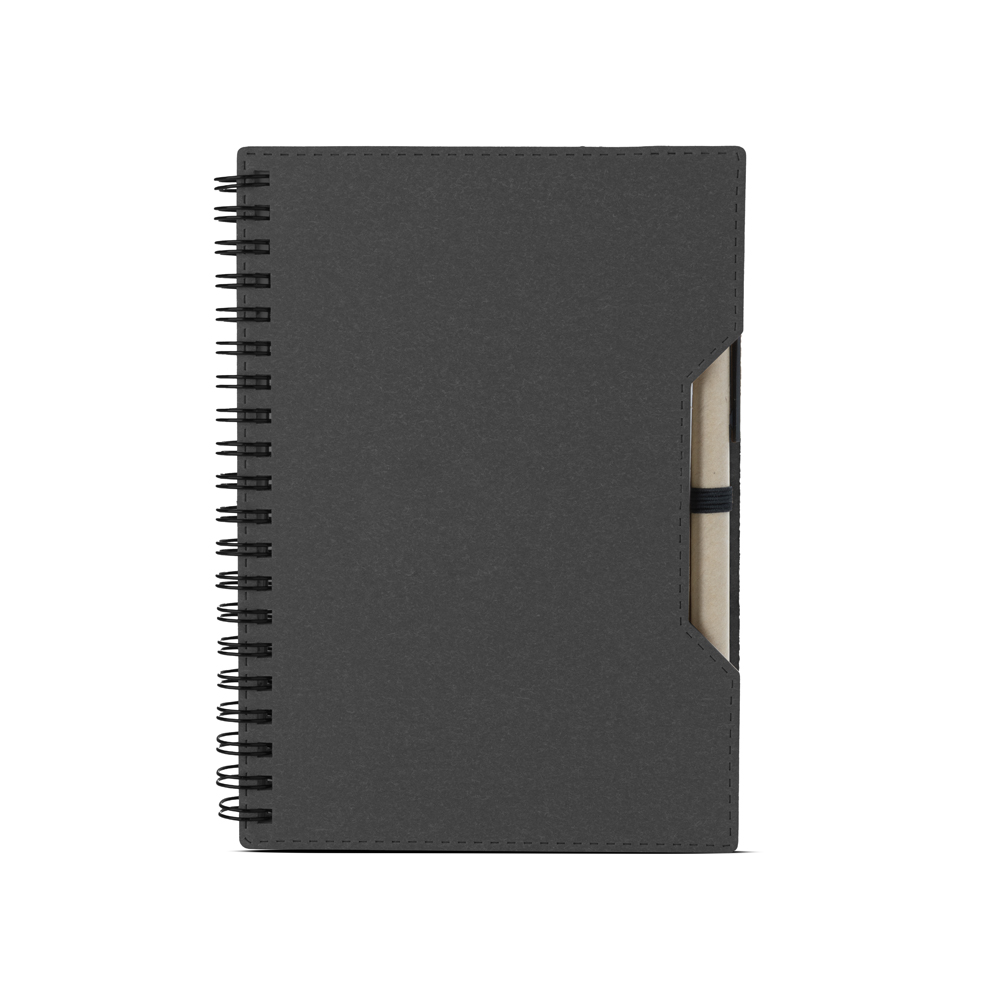 Caderno capa em papelão reciclado com caneta - Preto personalizado