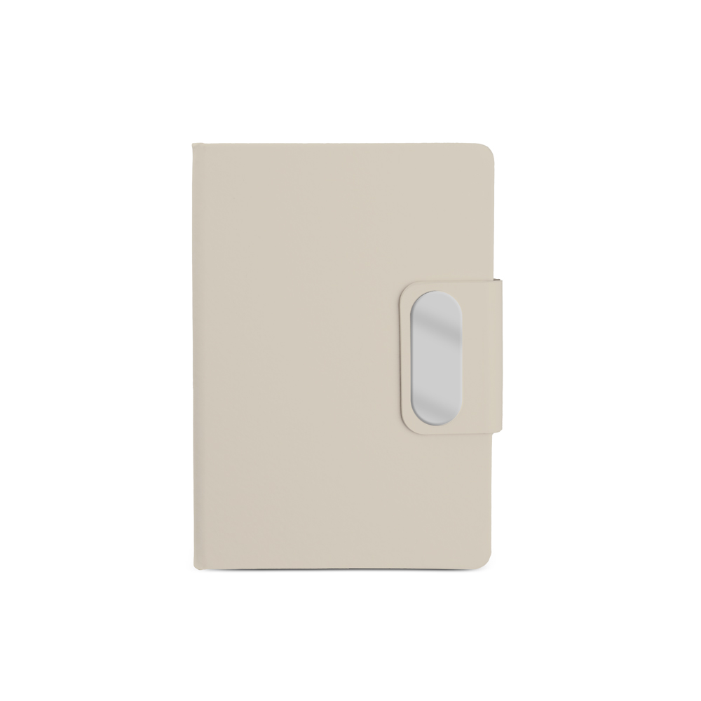 Caderno em PU com placa em metal - Bege personalizado