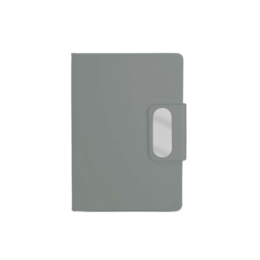 Caderno em PU com placa em metal - Cinza personalizado