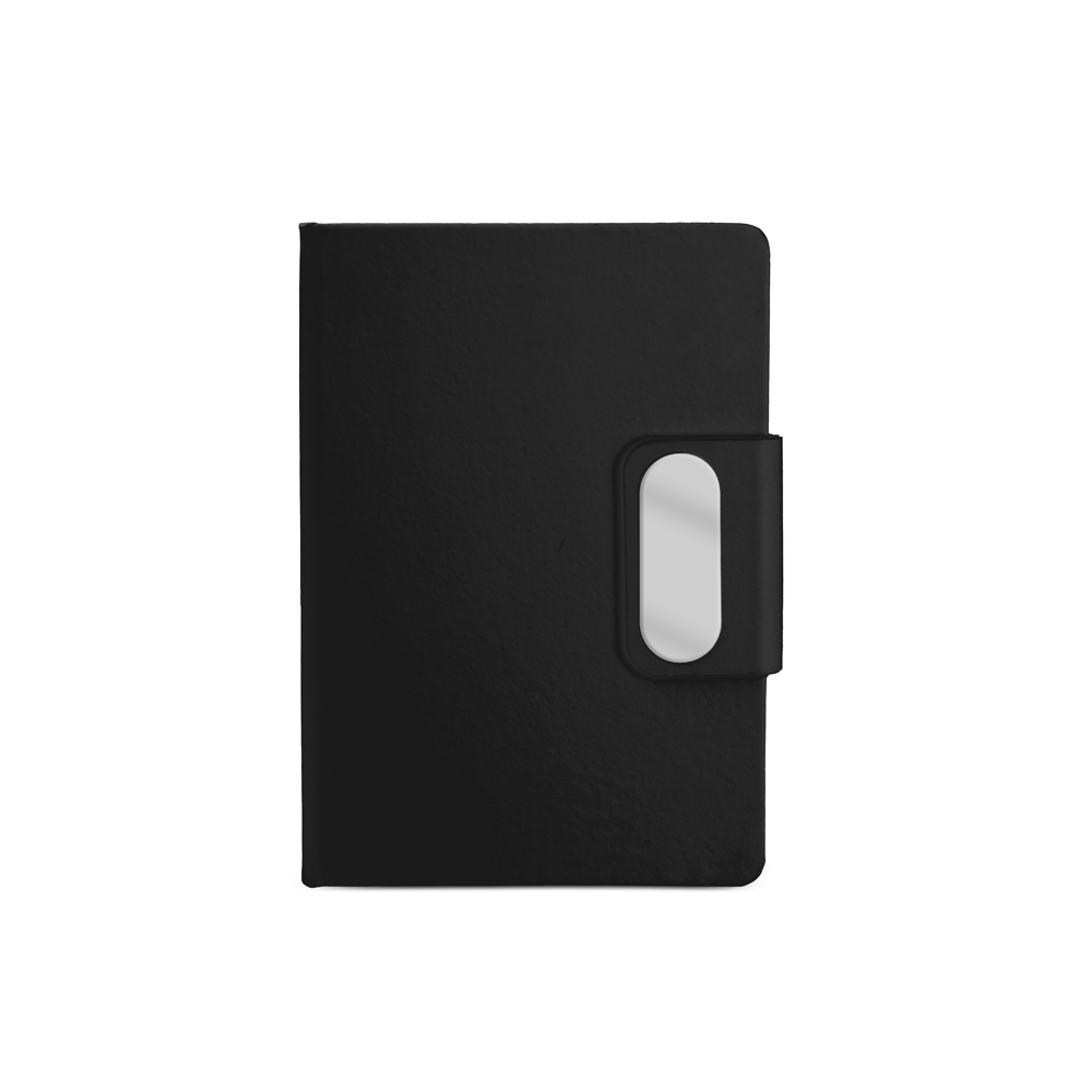 Caderno em PU com placa em metal - Preto personalizado