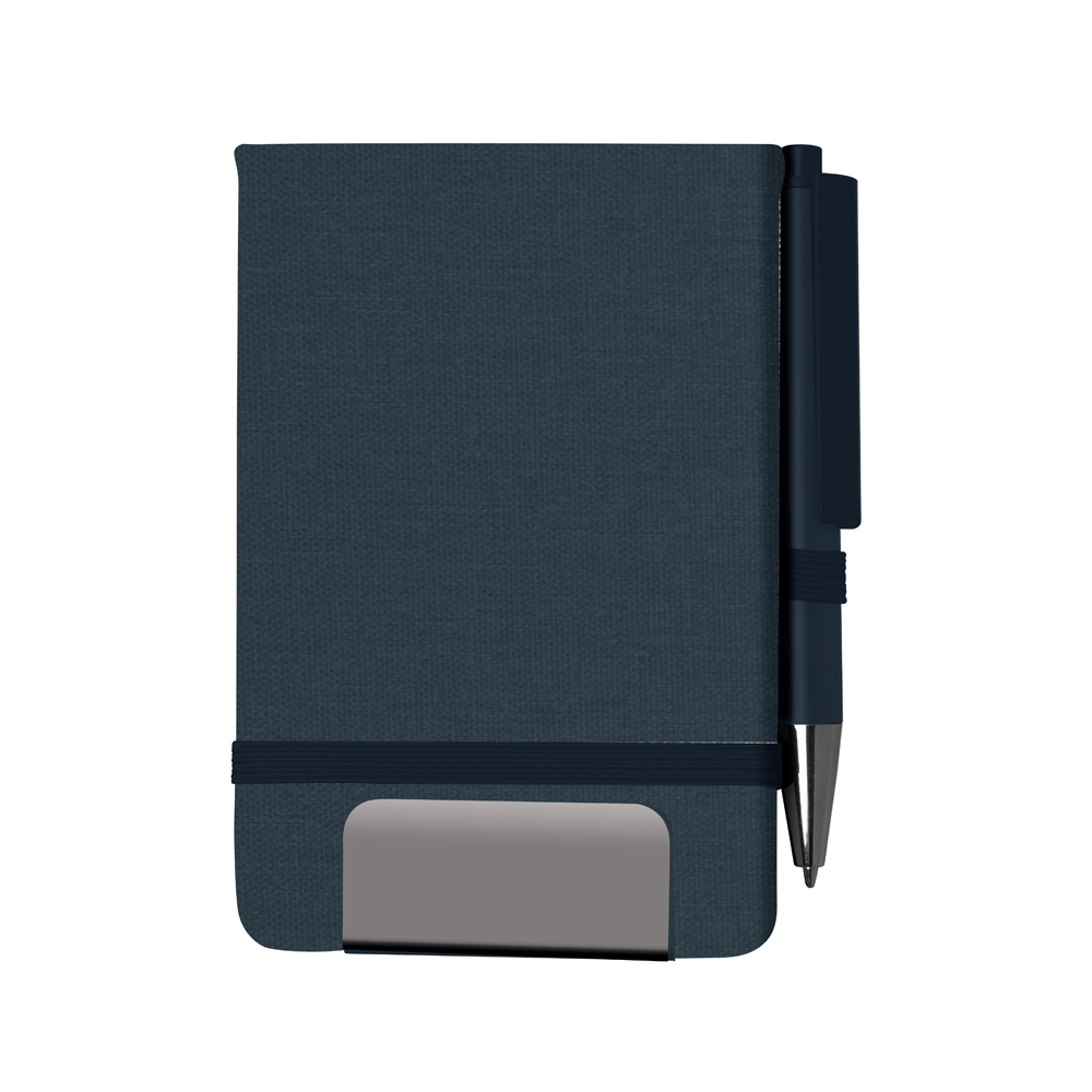 Mini caderno A6 em RPET com caneta - Azul personalizado