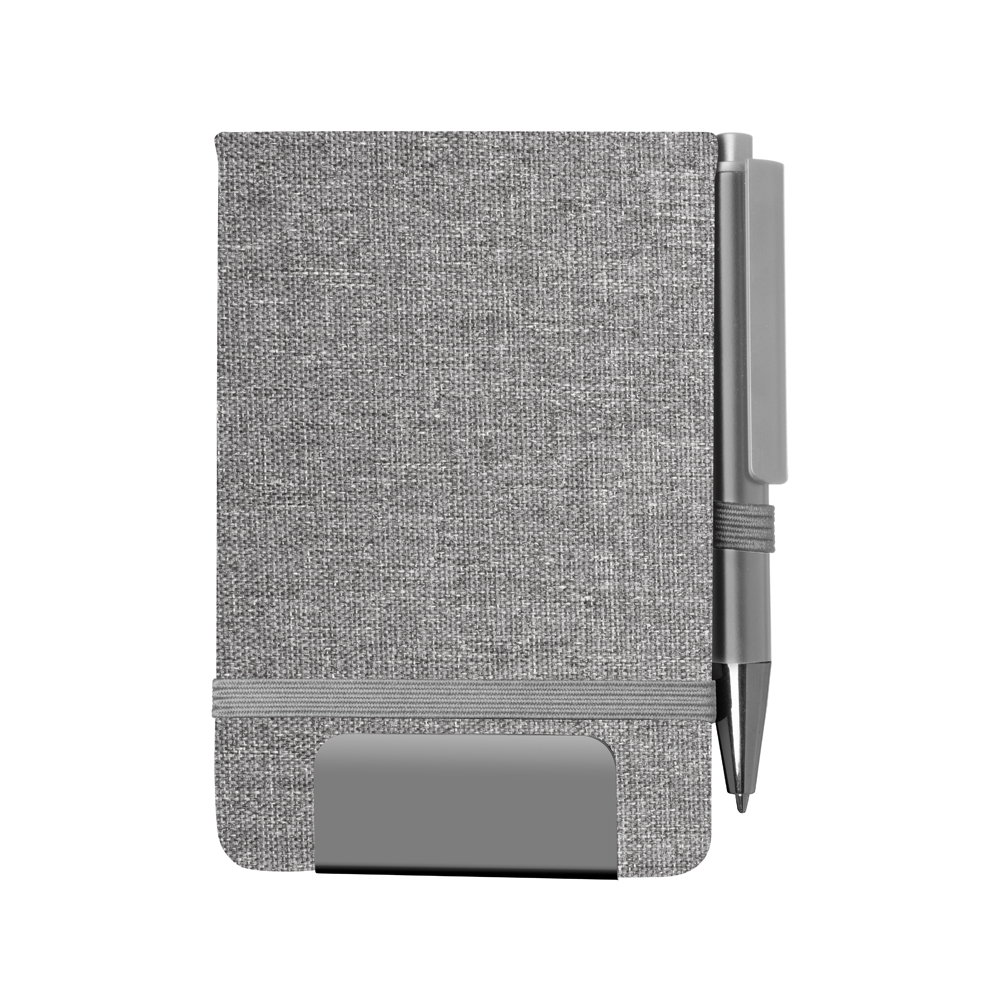 Mini caderno A6 em RPET com caneta - Cinza personalizado