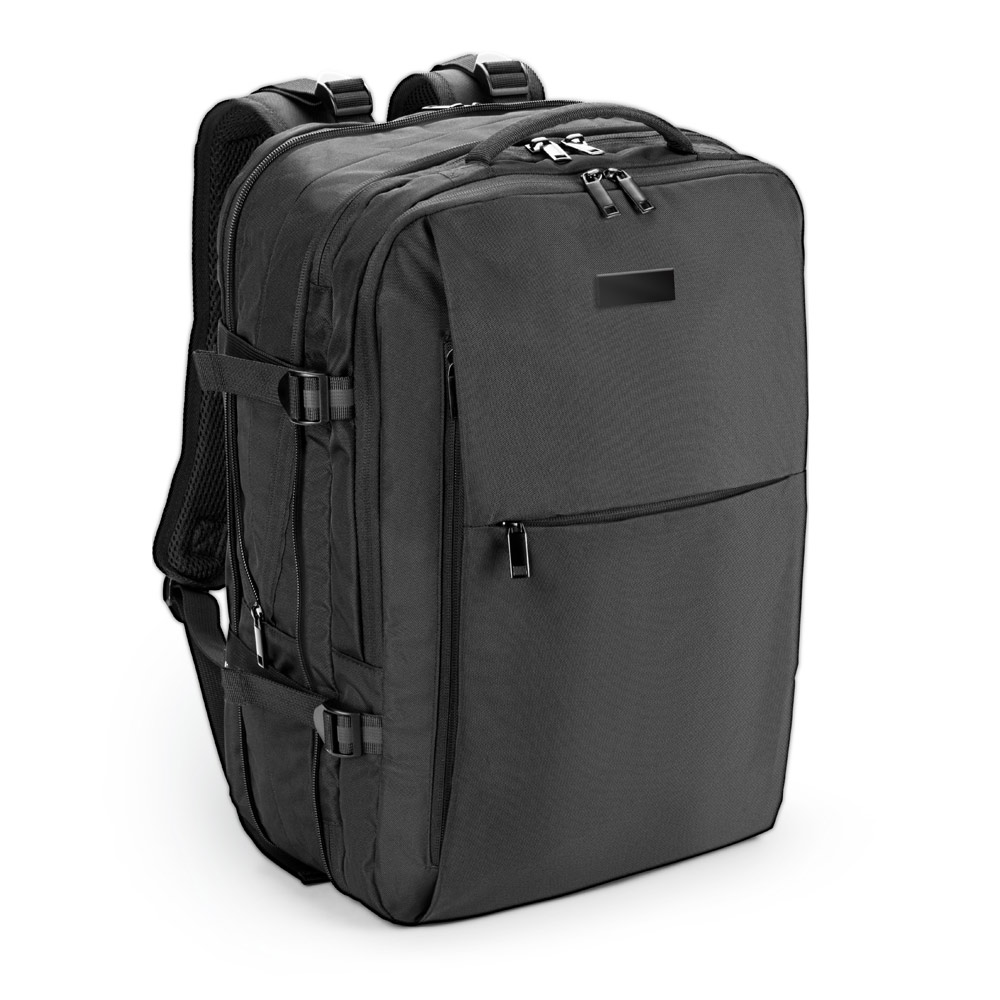 DALLAS PLATE. Mochila de viagem para notebook (17'3") em poliéster reciclado 600D de alta densidade, com compartimento para arrumação (29 L) personalizado