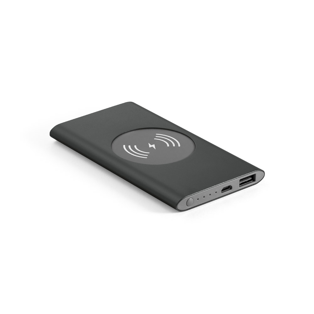 CASSINI 4'0. Bateria portátil com carregador por indução em alumínio 100% reciclado (4'000 mAh) personalizado