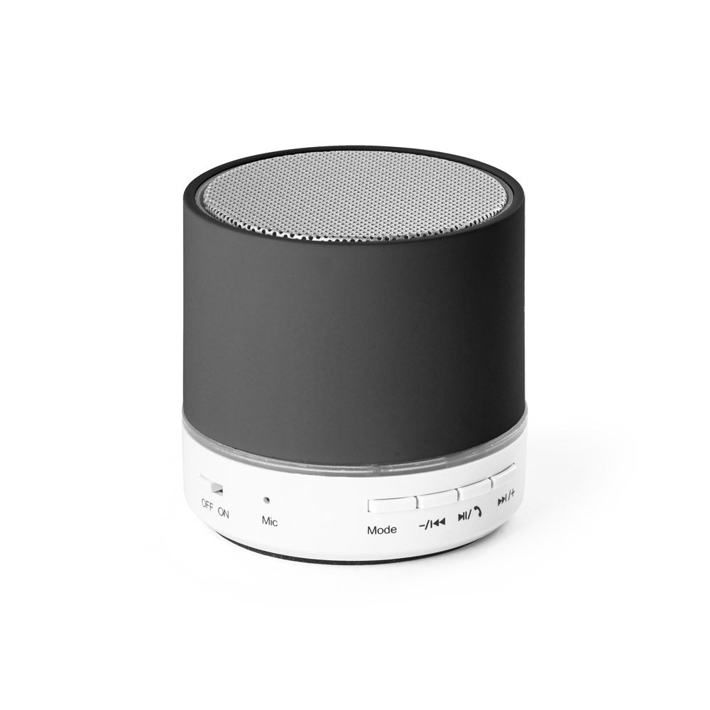 PERRY. Caixa de som com microfone em ABS personalizado