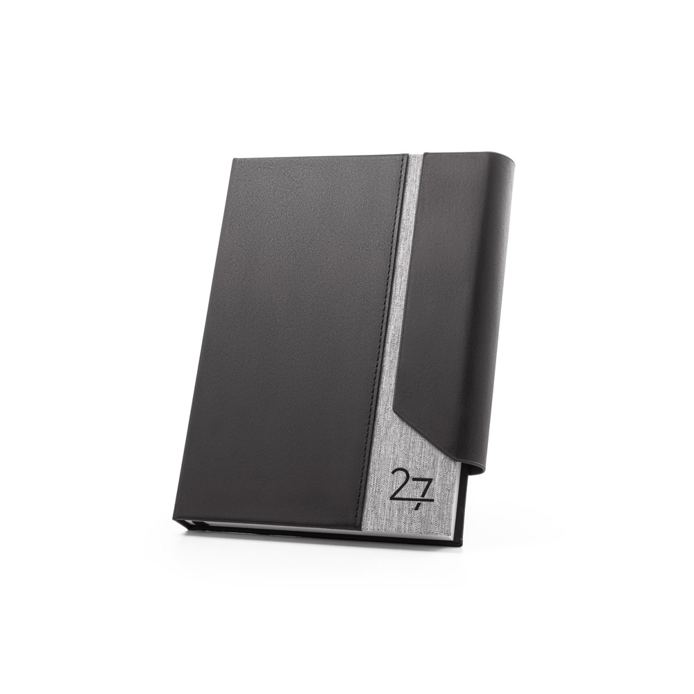 AUSTEN A5. Agenda A5 em PU (58% reciclado) e PET reciclado (100% rPET) 300D personalizado