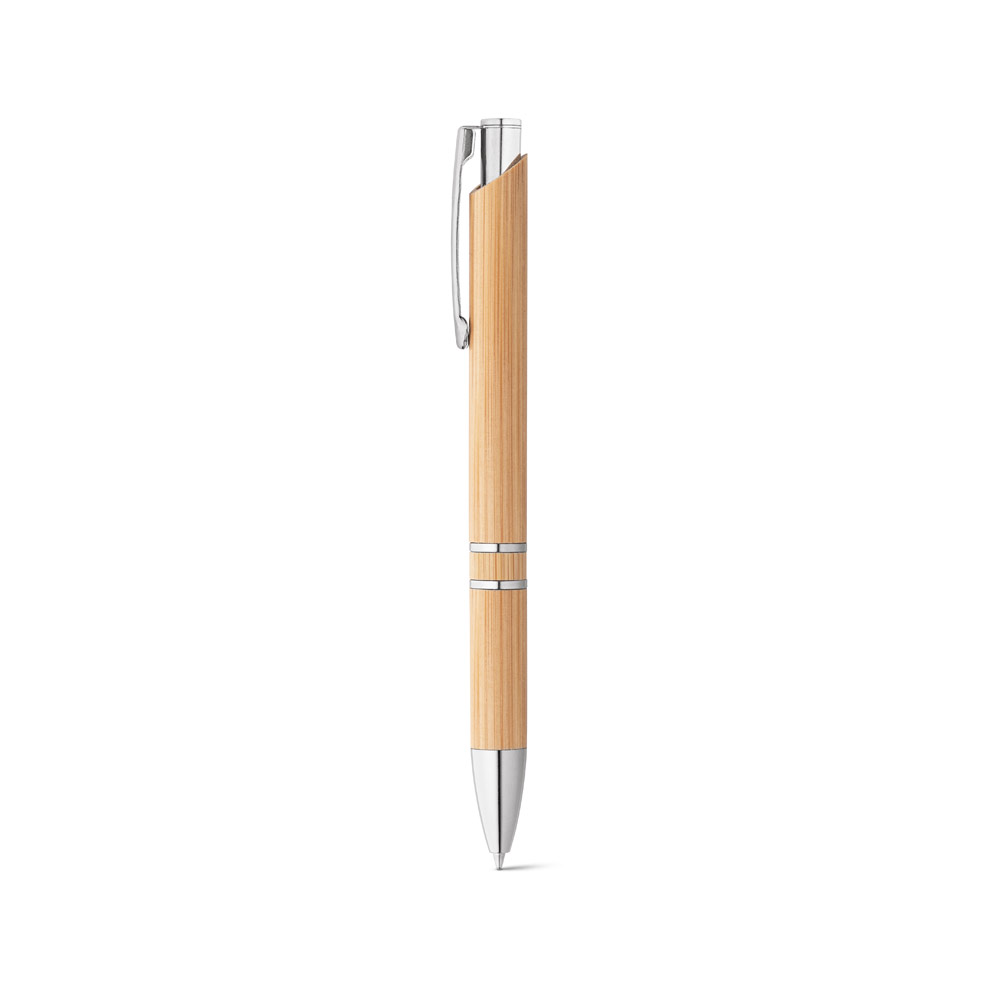 BETA BAMBOO. Caneta esferográfica em bambu com escrita em azul personalizado