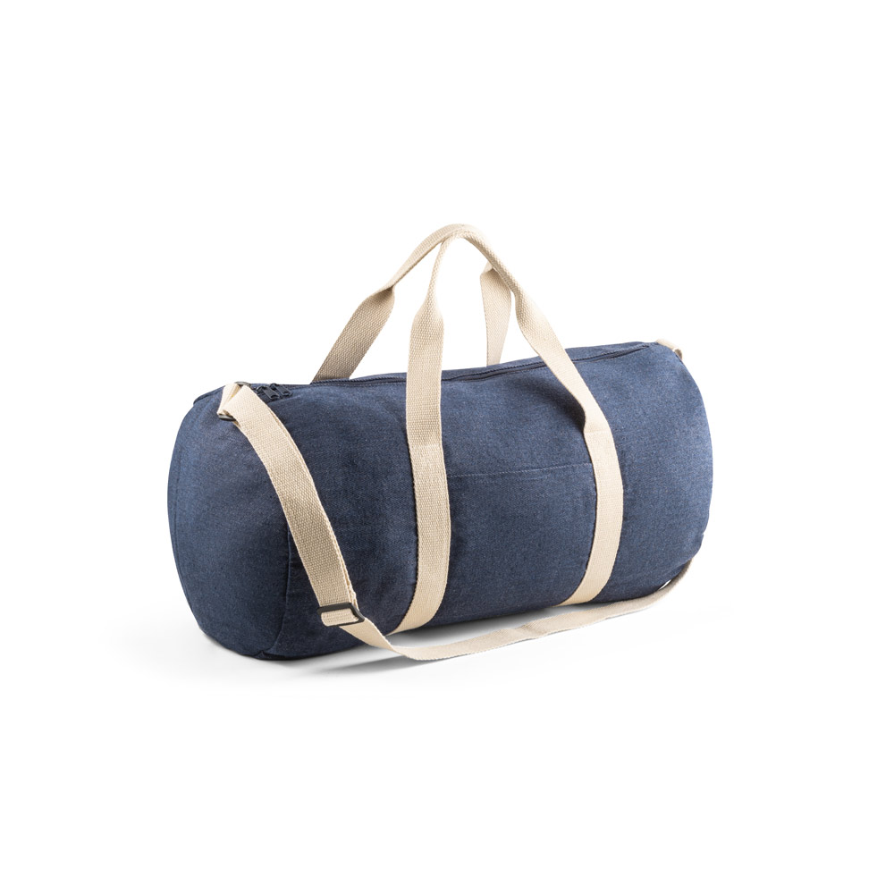 DENIM BAG. Sacola esportiva ou viagem em denim reciclado 25 L (300 g/m²) personalizado