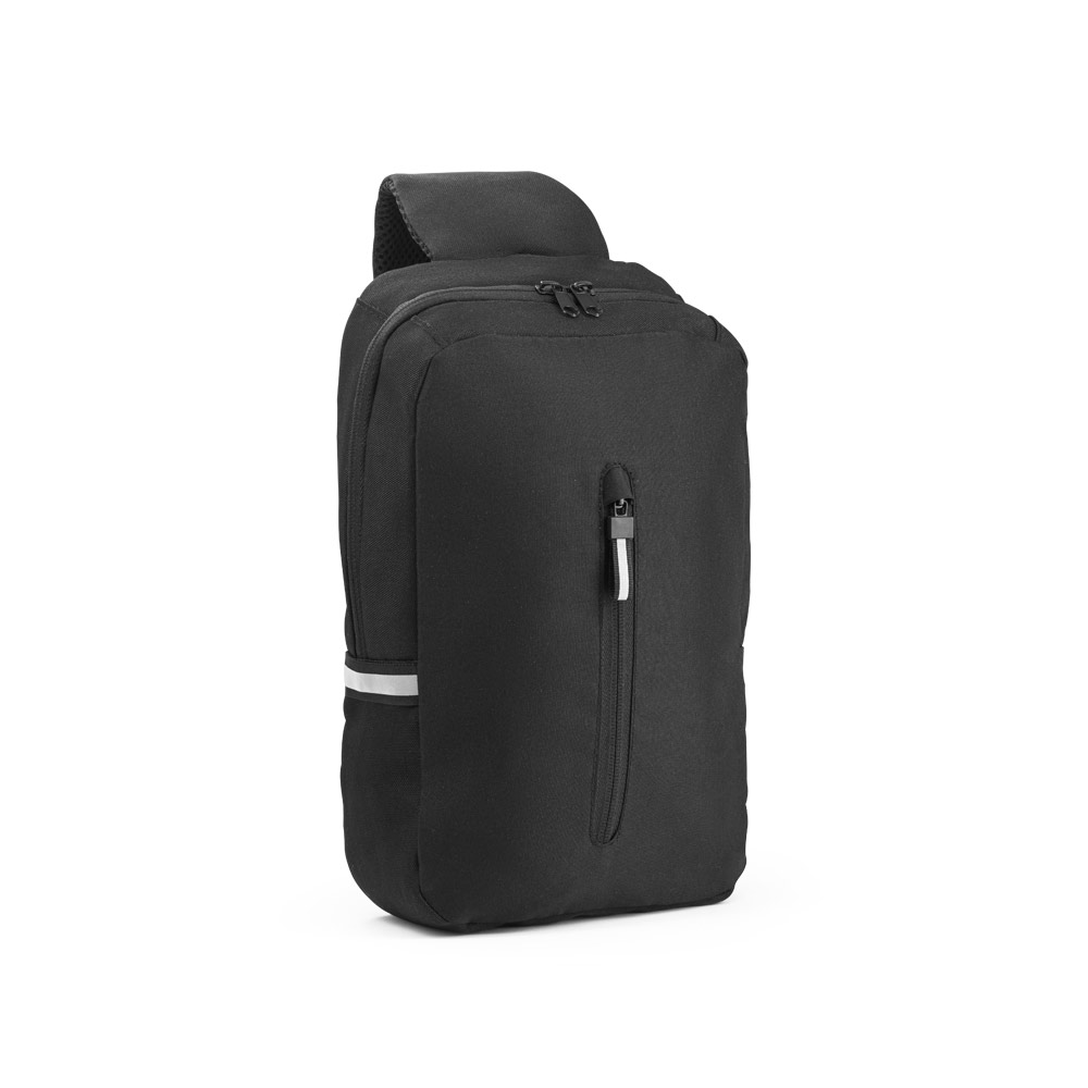 DELFOS. Mochila à tiracolo em poliéster reciclado 300D e poliéster reciclado 600D com elementos refletores personalizado