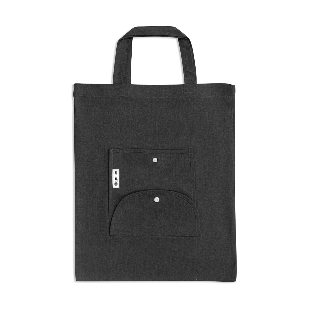 SIENA. Sacola dobrável em 50% algodão, 30% algodão reciclado e 20% poliéster reciclado (140 g/m²) personalizado
