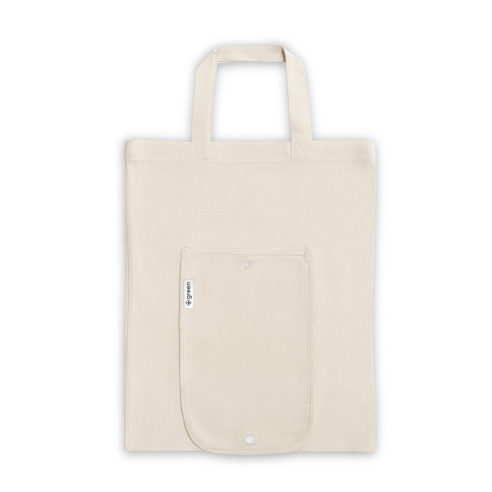 BEIRUT. Sacola dobrável em 50% algodão, 30% algodão reciclado e 20% poliéster reciclado (140 g/m²) personalizado