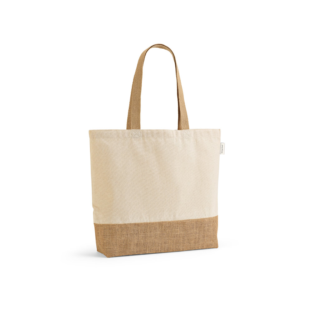 MALDIVAS CASUAL. Sacola em 70% algodão reciclado e 30% poliéster reciclado (220 g/m²) com base em juta personalizado