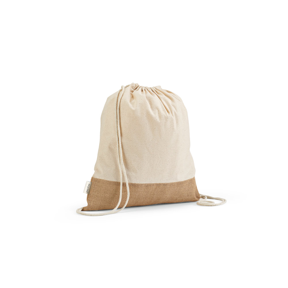 MALDIVAS BPACK. Sacola tipo mochila em 70% algodão reciclado e 30% poliéster reciclado (180 g/m²) com base em juta personalizado