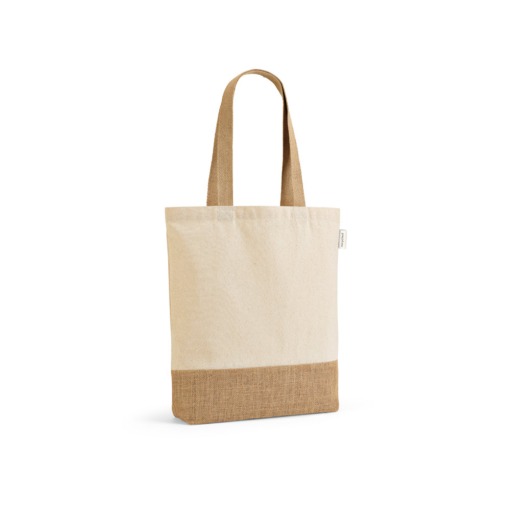 MALDIVAS. Sacola em 70% algodão reciclado e 30% poliéster reciclado (180 g/m²) com base em juta personalizado
