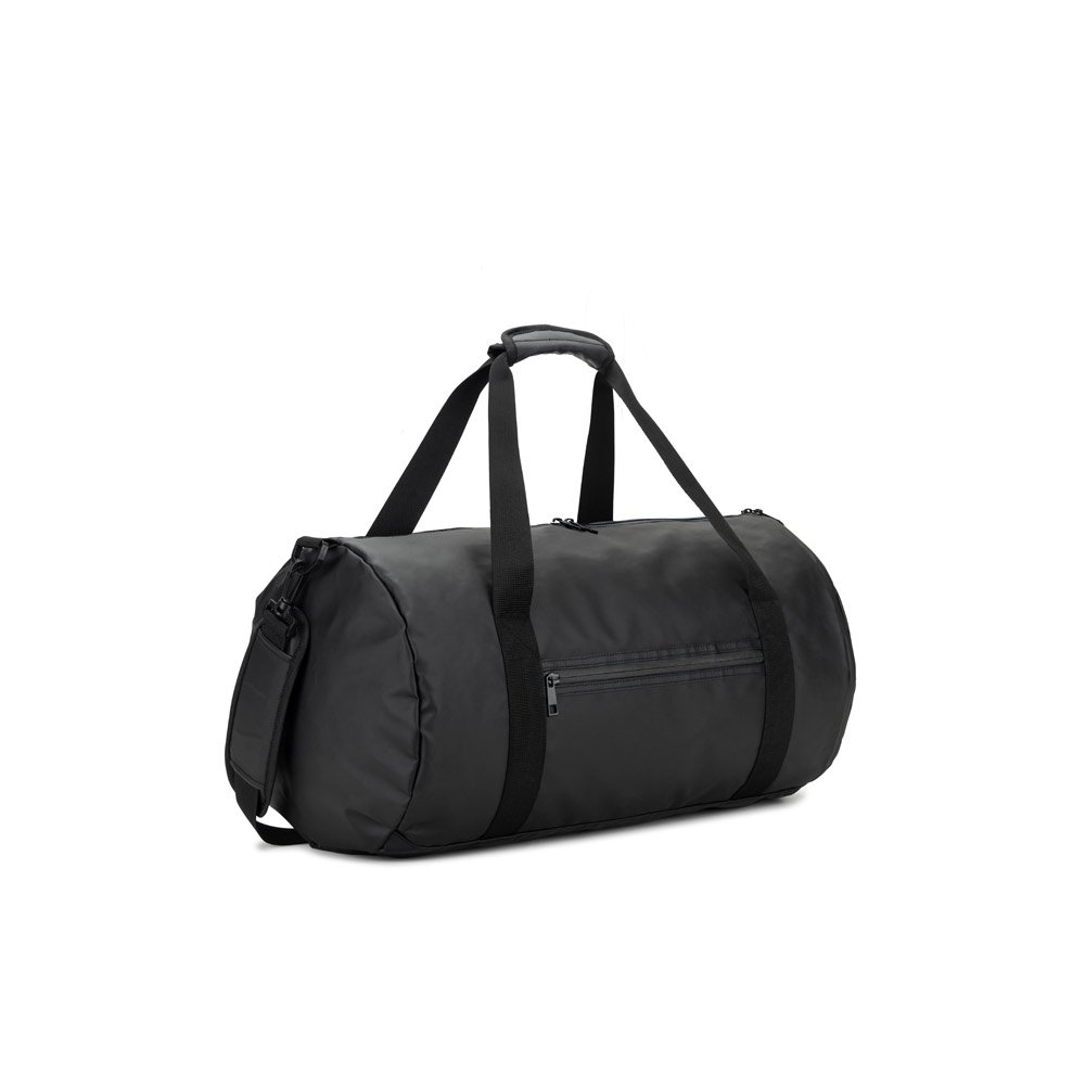 OSASCO SPORT. Bolsa esportiva em formato cilíndrico em poliéster reciclado 600D de alta densidade com compartimento lateral para sapatos (32 L) personalizado