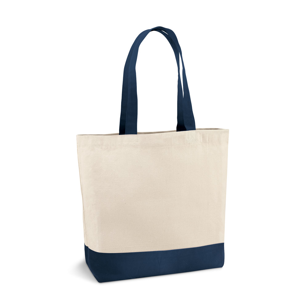 EDMONTON. Sacola 100% algodão canvas (280 g/m²) com bolso interior e alças e fundo coloridos personalizado