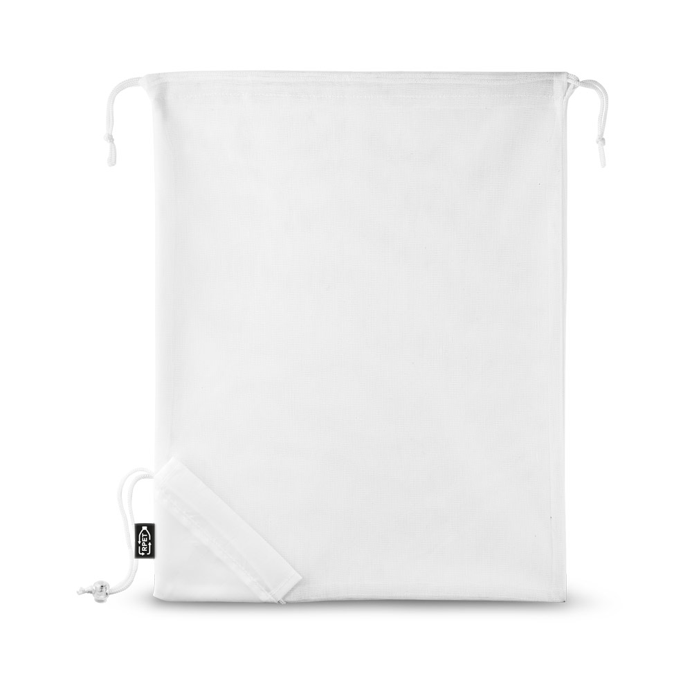 BOLZANO. Sacola dobrável 100% rPET com bolso em 100% poliéster reciclado 190T personalizado