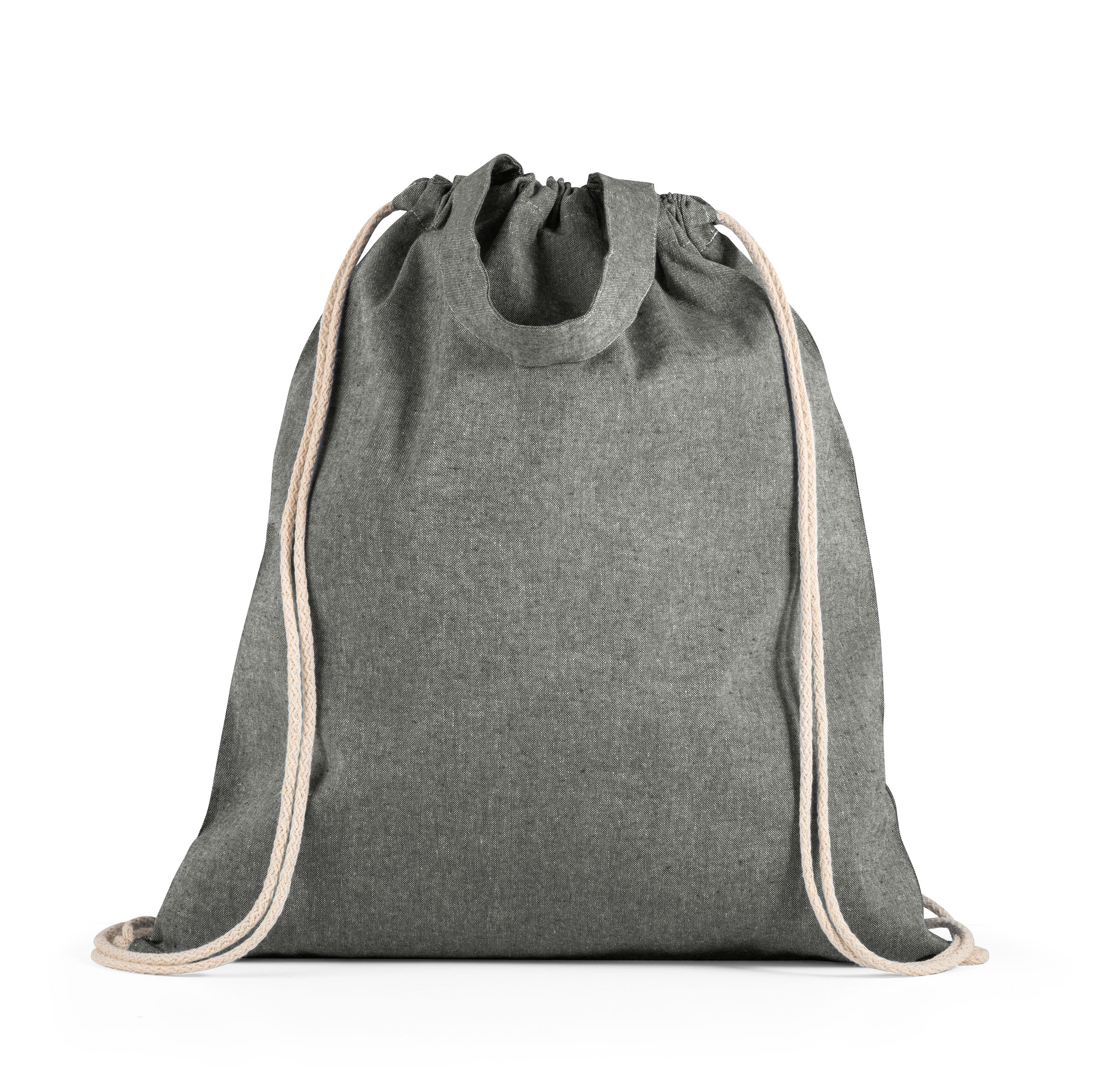 RISSANI. Sacola tipo mochila em 70% algodão reciclado e 30% poliéster reciclado (140g/m²) sem tingimento personalizado