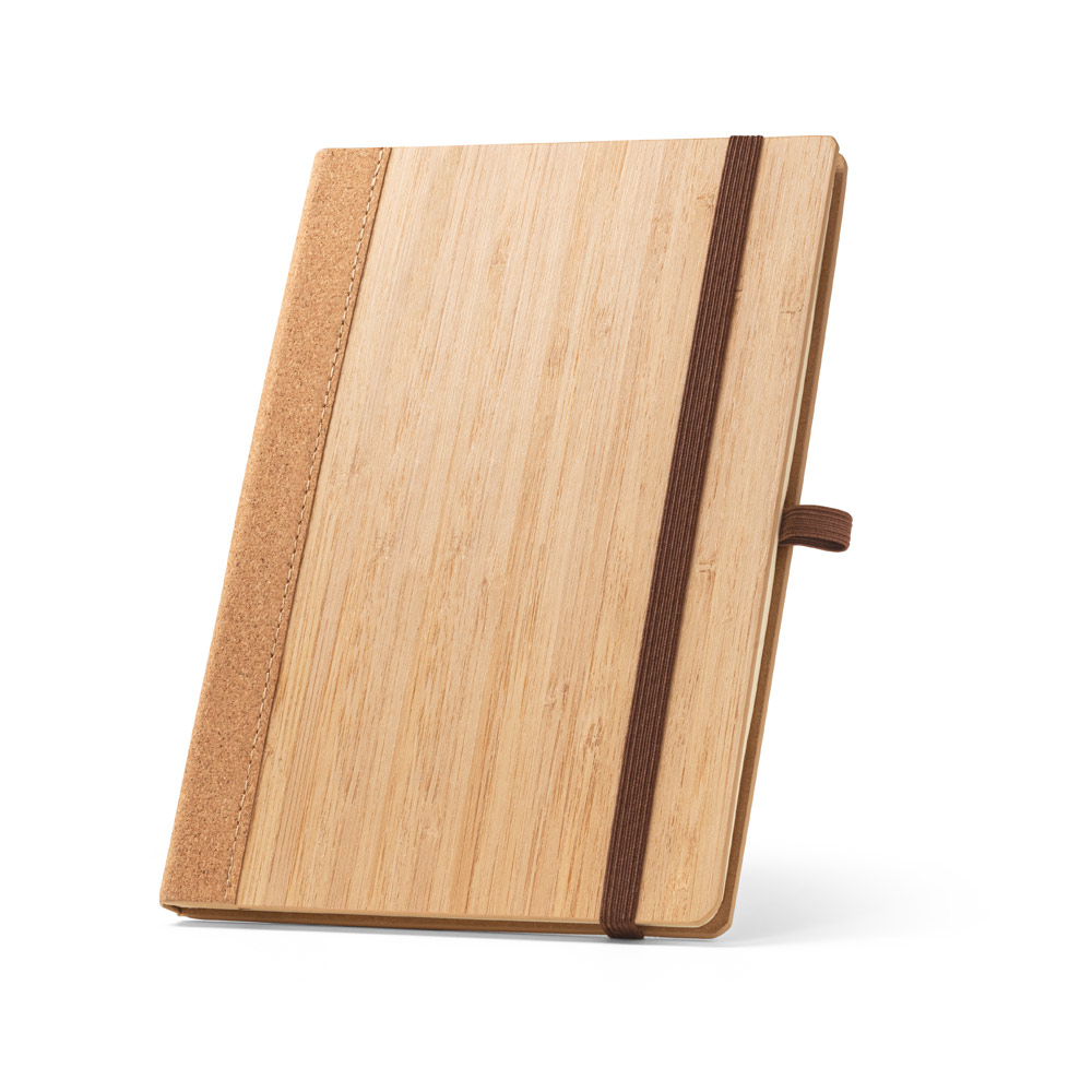 ORWELL. Caderno A5 de capa dura em folha de bambu e cortiça, com páginas pautadas personalizado