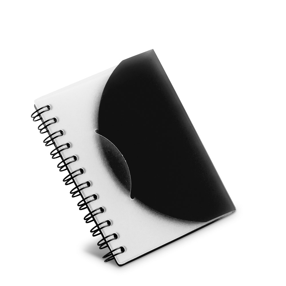 MILTON. Caderno A7 espiral de capa semi-rígida em PP, com folhas lisas personalizado