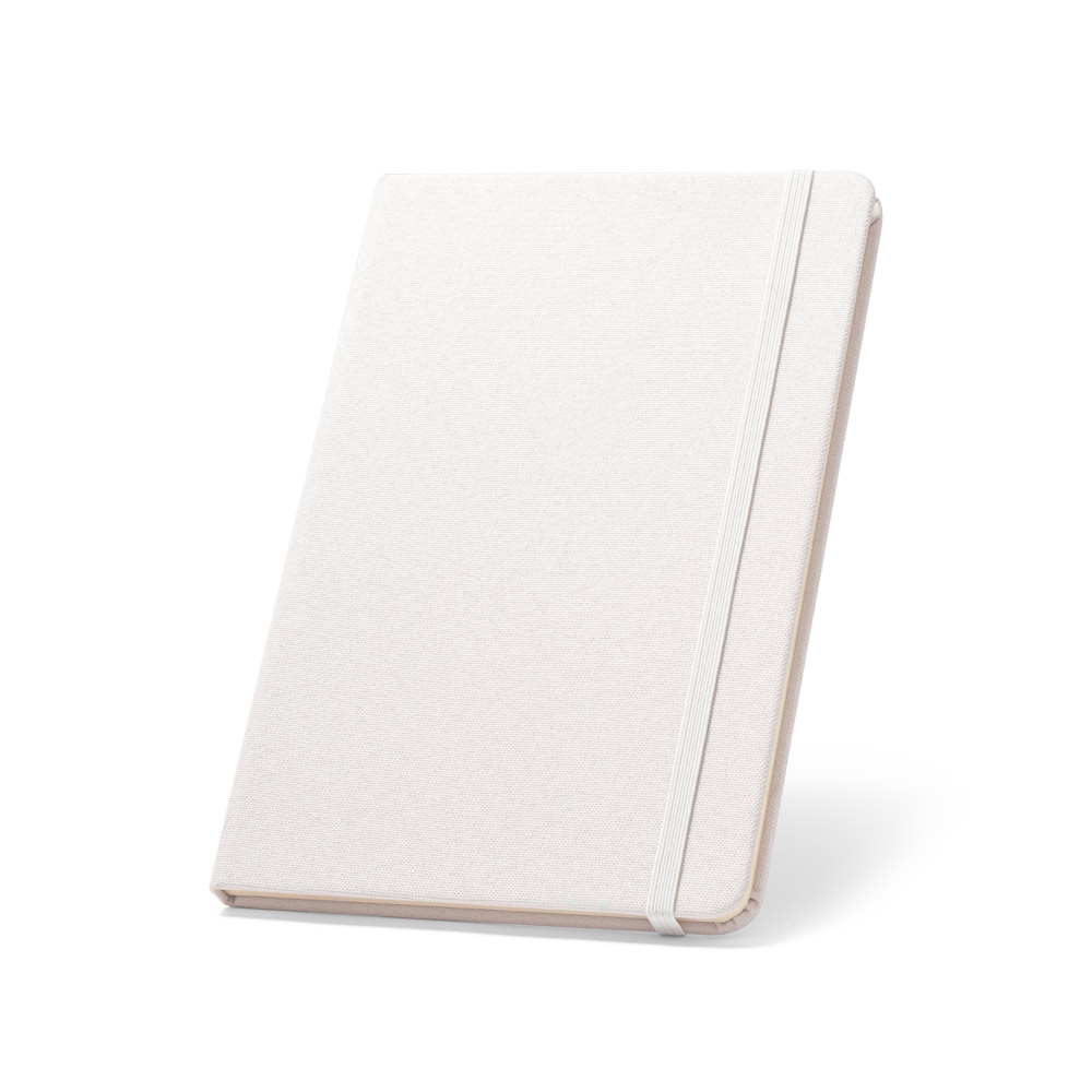 MONDRIAN. Caderno A5 de capa dura em poliéster 100% reciclado, com tratamento antibacteriano e páginas pautadas personalizado